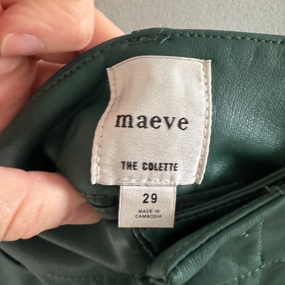 Maeve - Collette Green Faux Leather Pants - Size 29 - Picture 2 of 5